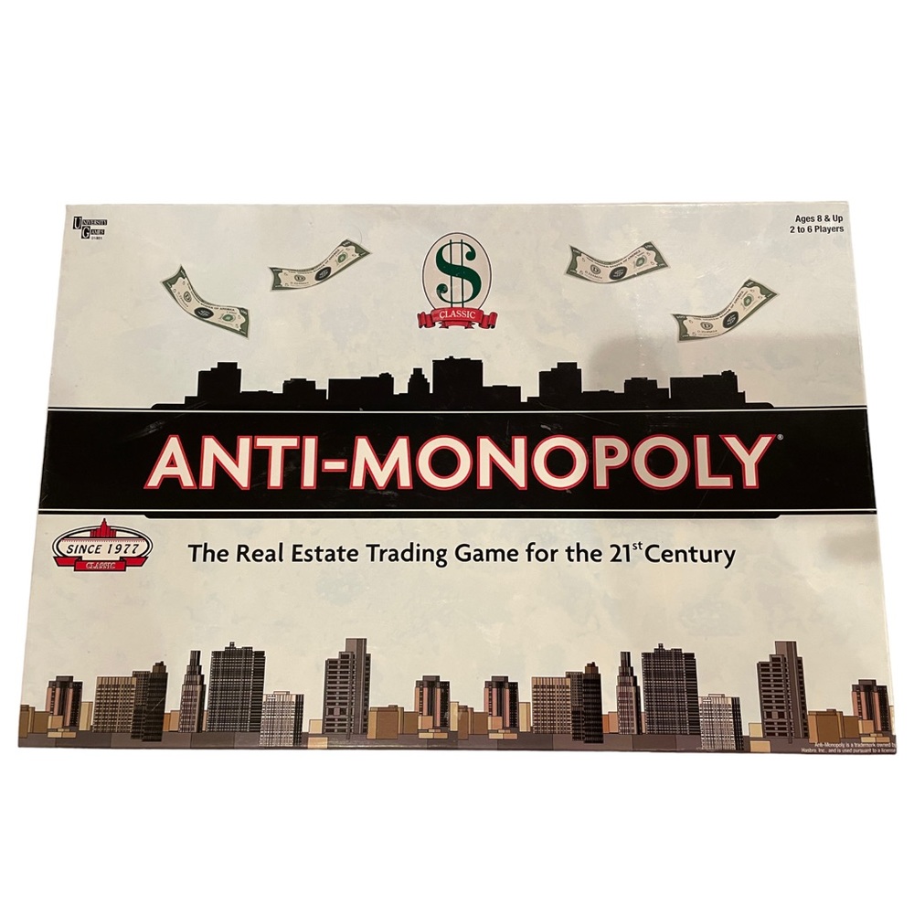 Anti-Monopoly Boardgame Board Game Real Estate Trading for 21st Century Complete